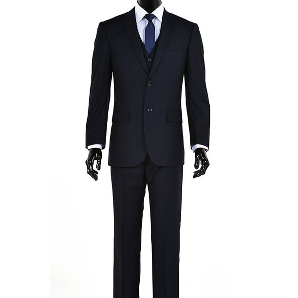 Elegant Mens Two button Three piece Strip Suit 46Short 